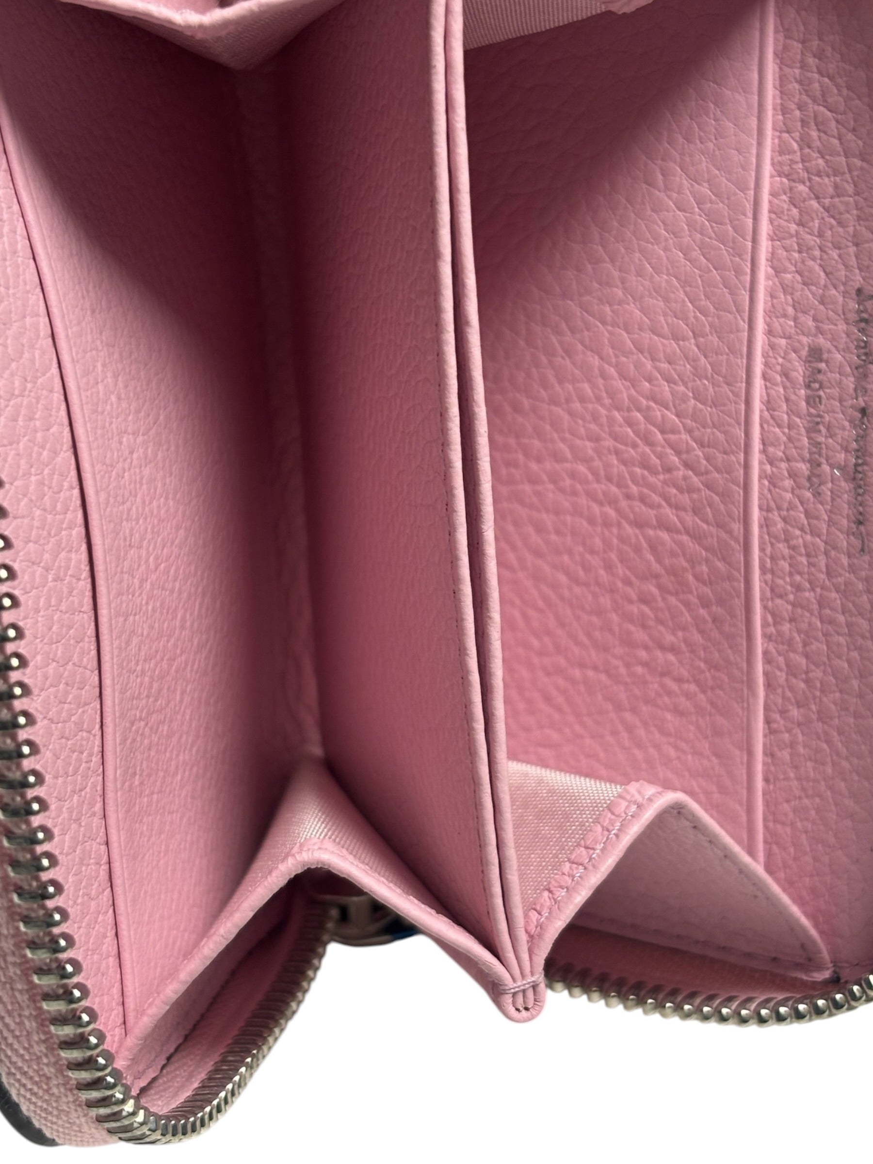Salvatore Ferragamo Bubble Gum Calfskin Compact Zip-Around Wallet