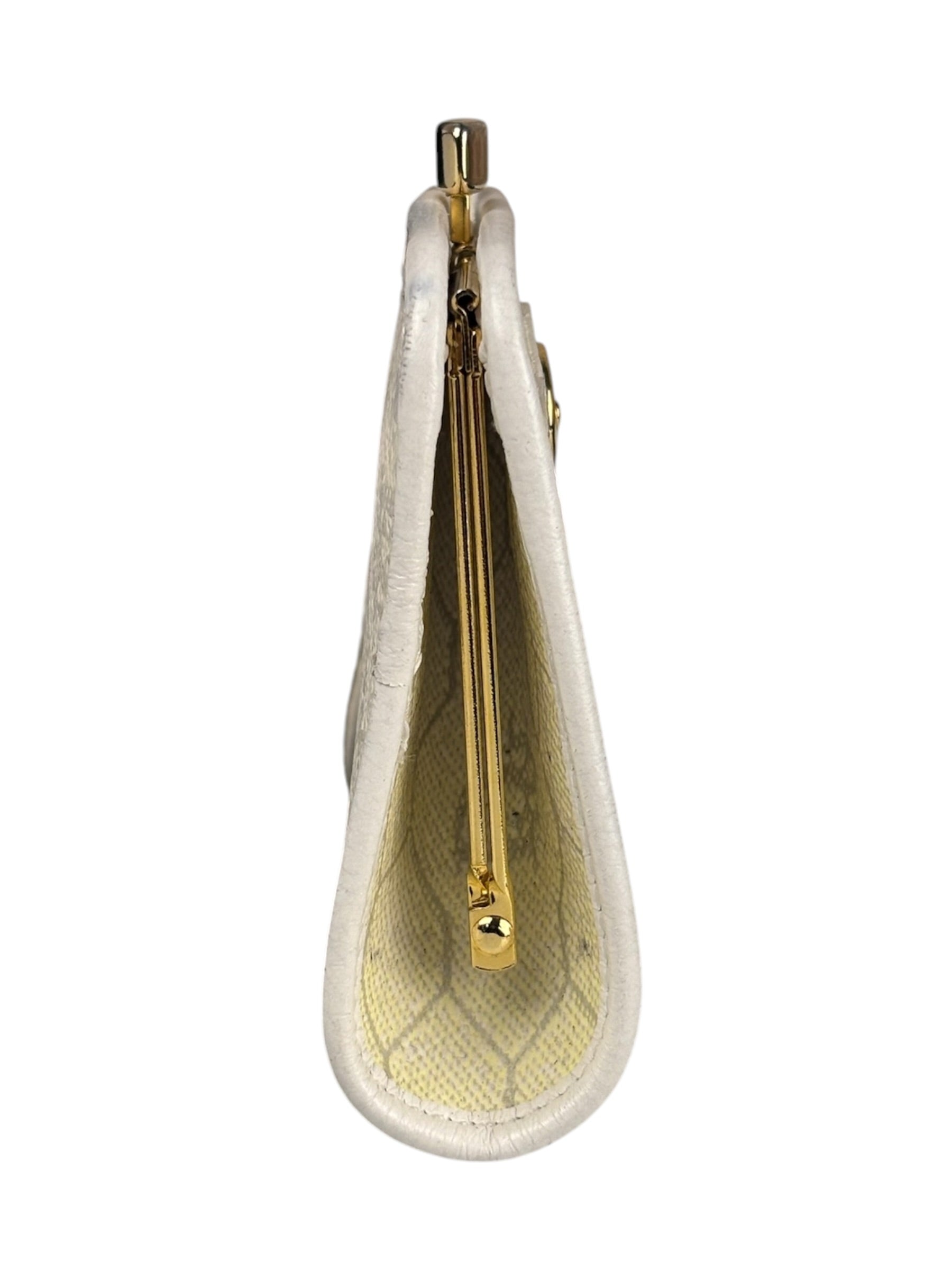 Christian Dior Vintage White Honeycomb Print Mini Coin Pouch