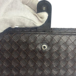 Bottega Veneta Brown Leather Woven Intrecciato Bi-Fold Continental Wallet