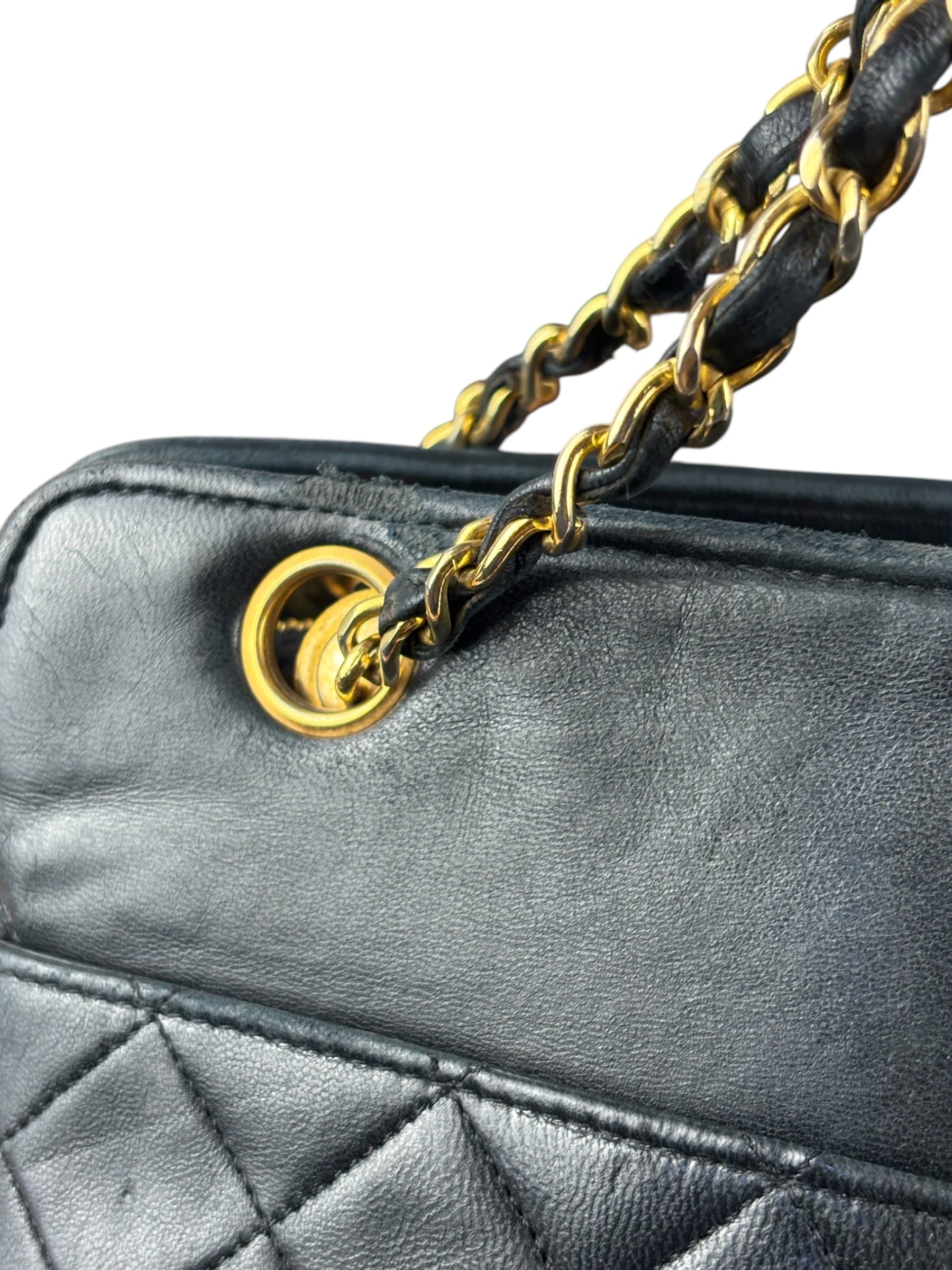 Chanel Vintage Black Quilted Leather Grand Shopping Tote/Shoulder Bag-1990