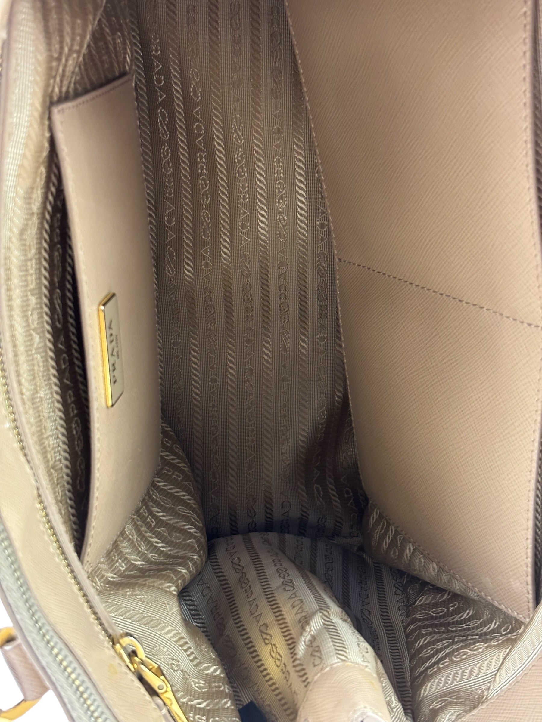 Prada Beige Saffiano Leather Galleria Large Shoulder Bag