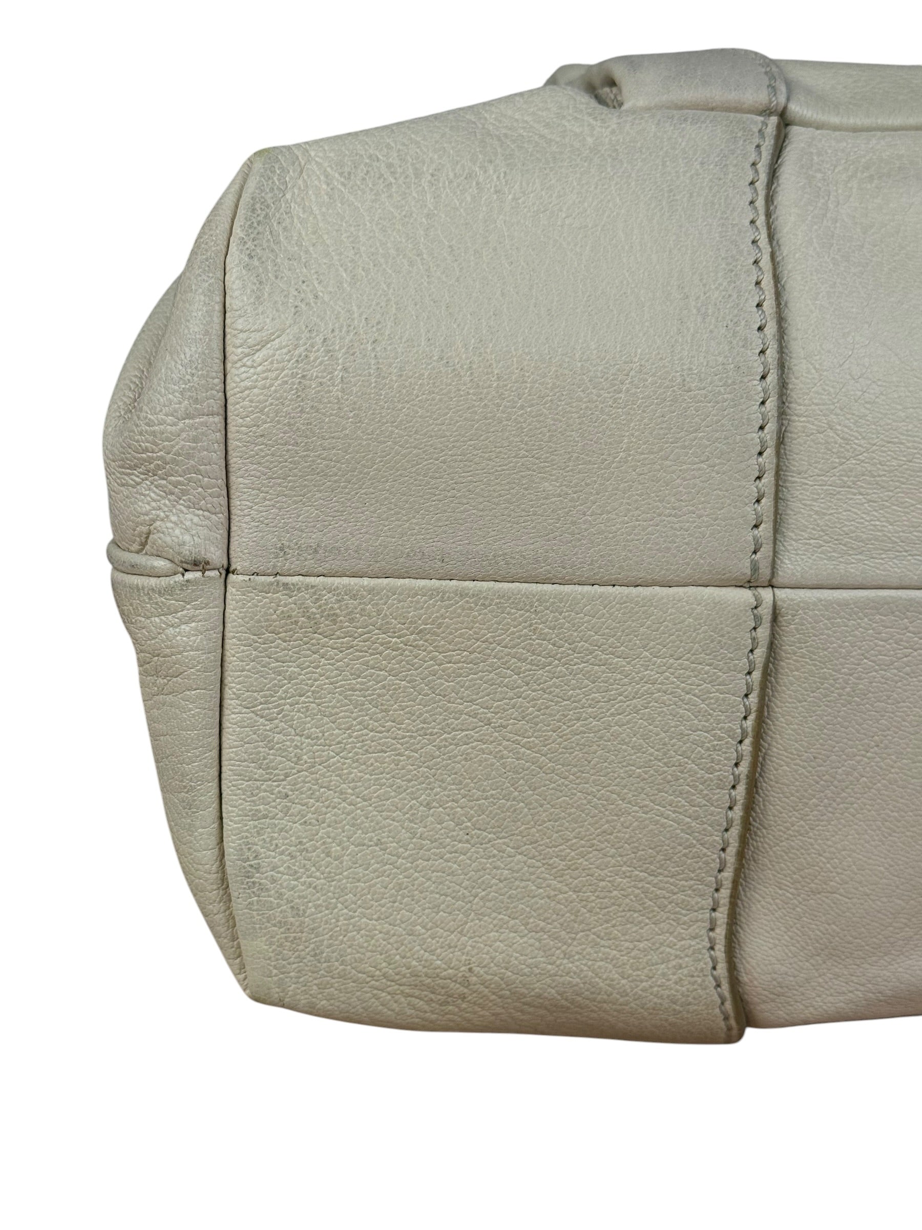 Celine Vintage Ivory Leather Boogie Handbag