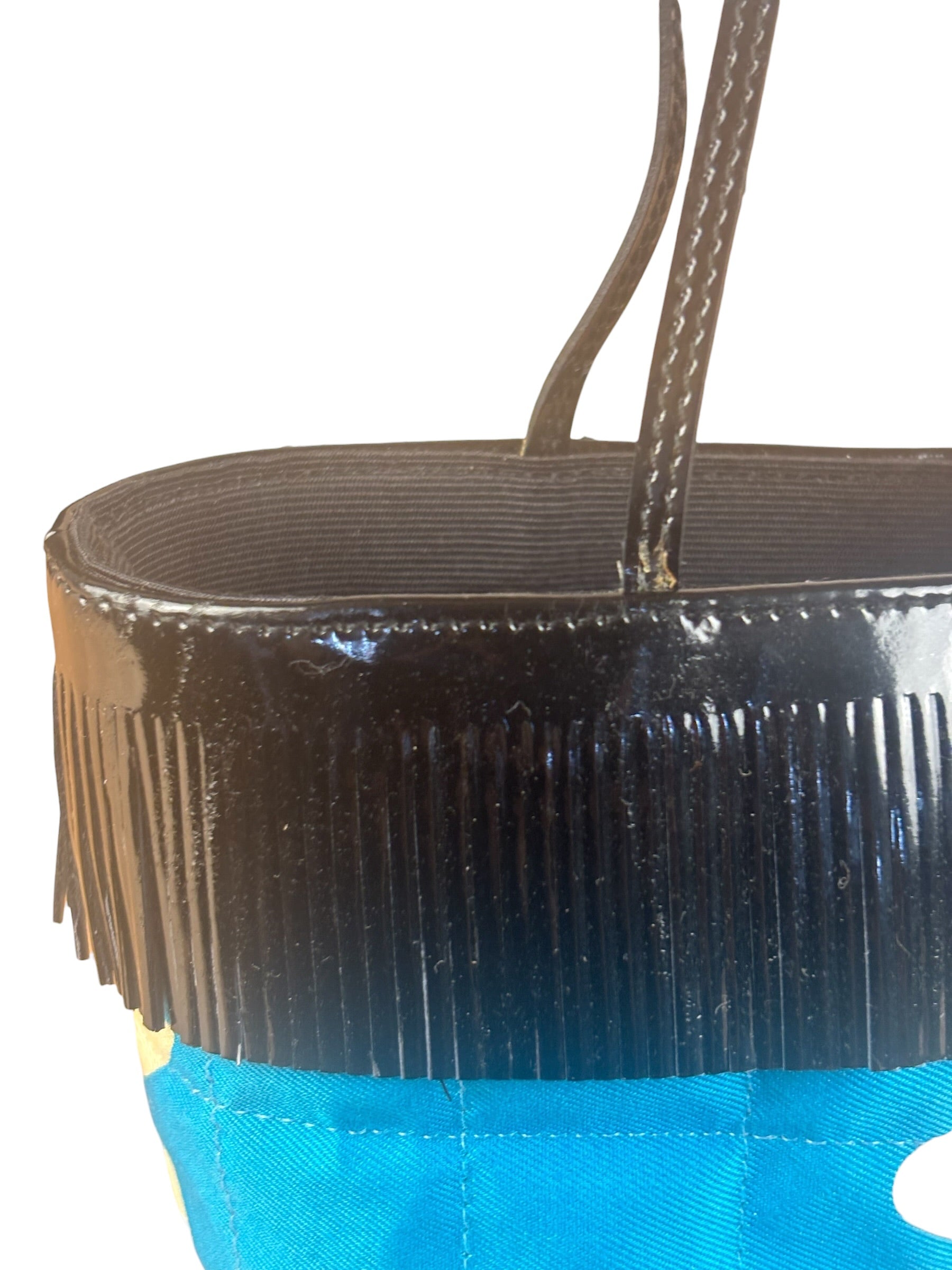 Chanel Vintage Patent Leather Fringe Mini Coco Bar Tote Bag 1998