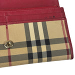 Burberry Red Leather House Check Continental Long Wallet