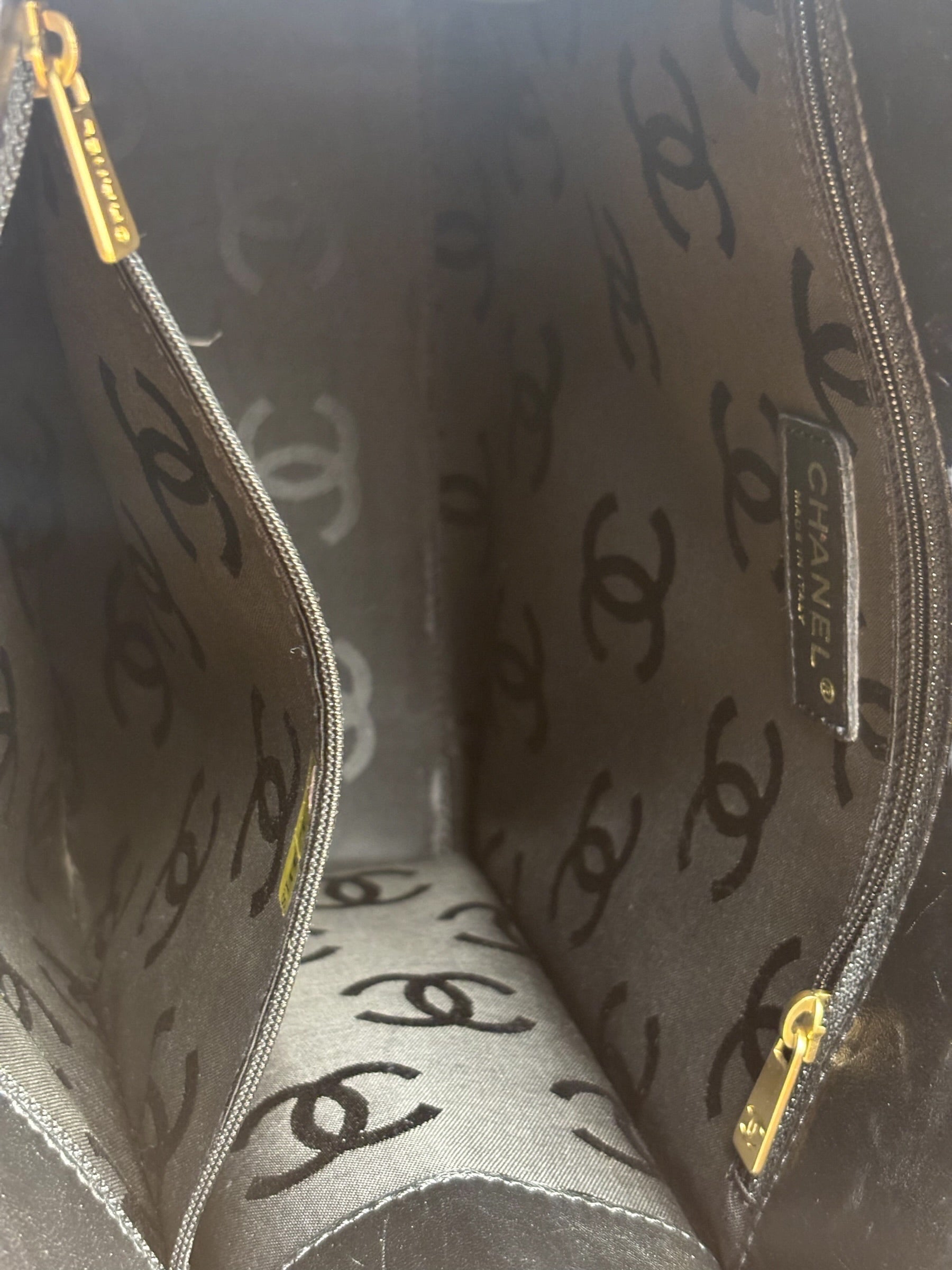 Chanel Black Patent Leather Perforated Camellia Tote Bag 2003