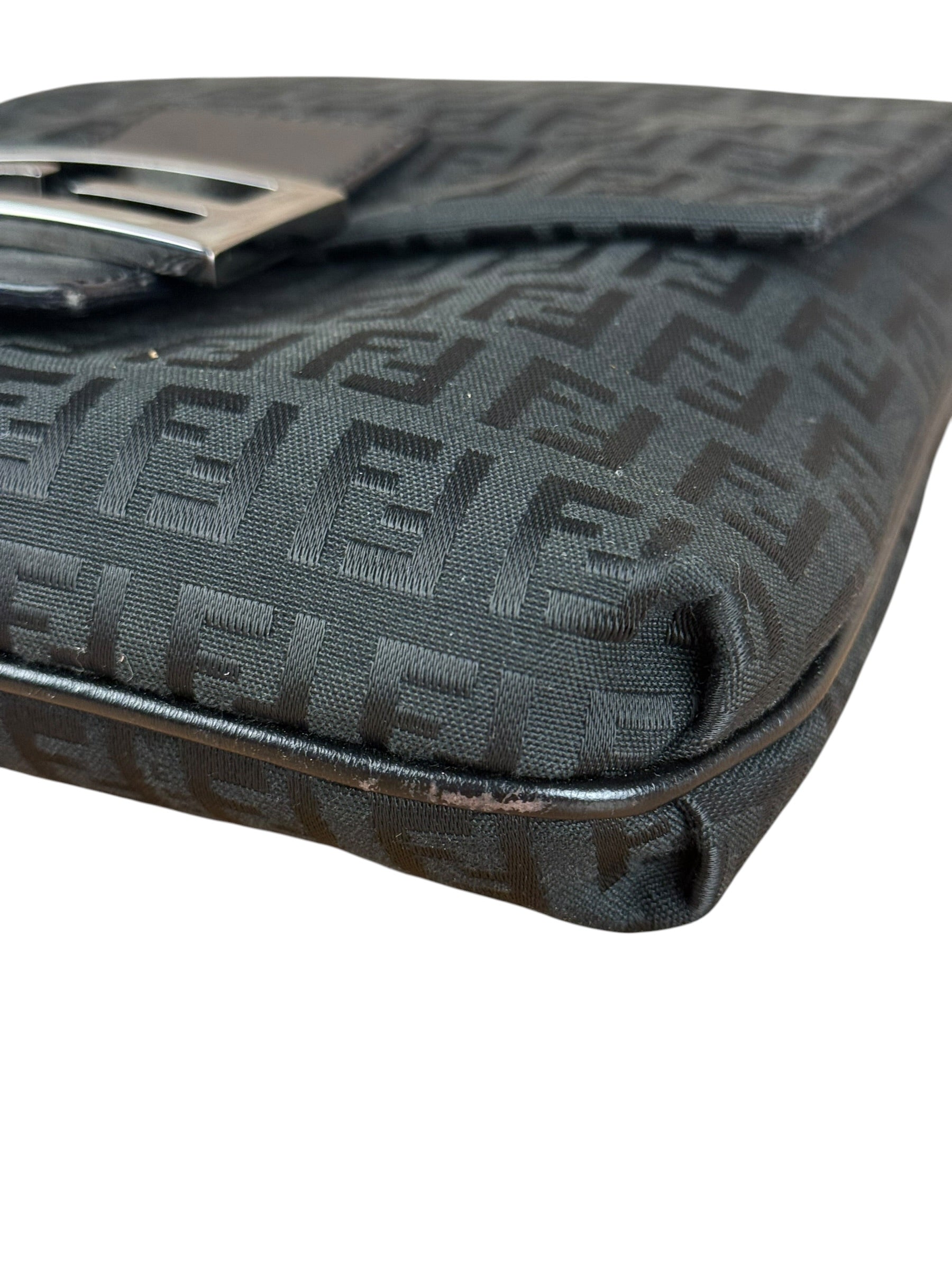 Fendi Black Zucchino Messenger Crossbody Bag