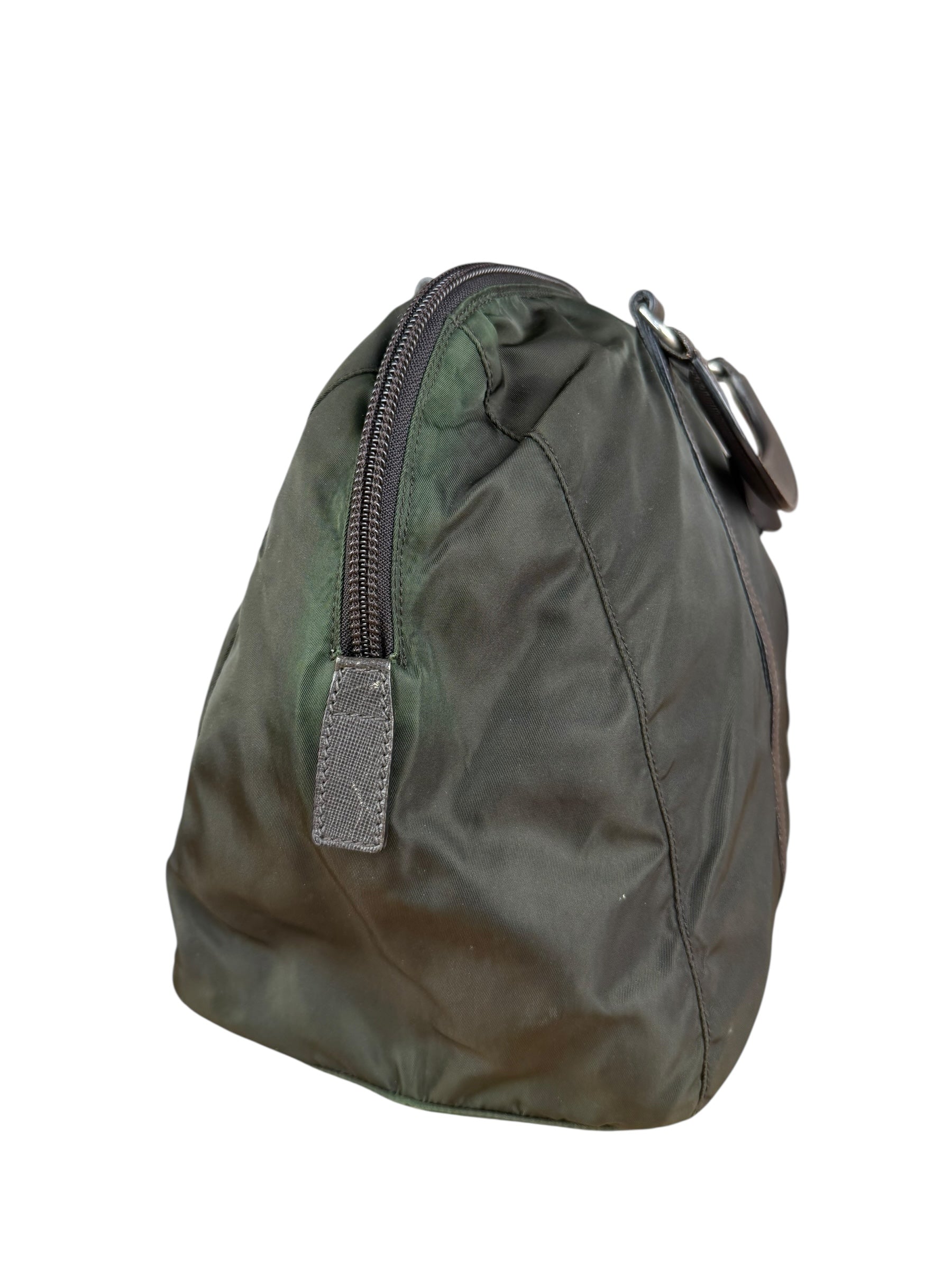 Prada Vintage Green Nylon Top Handle Bowler Bag
