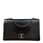 Chanel Black Leather Paris-Seoul Korean Garden Flap Bag 2015