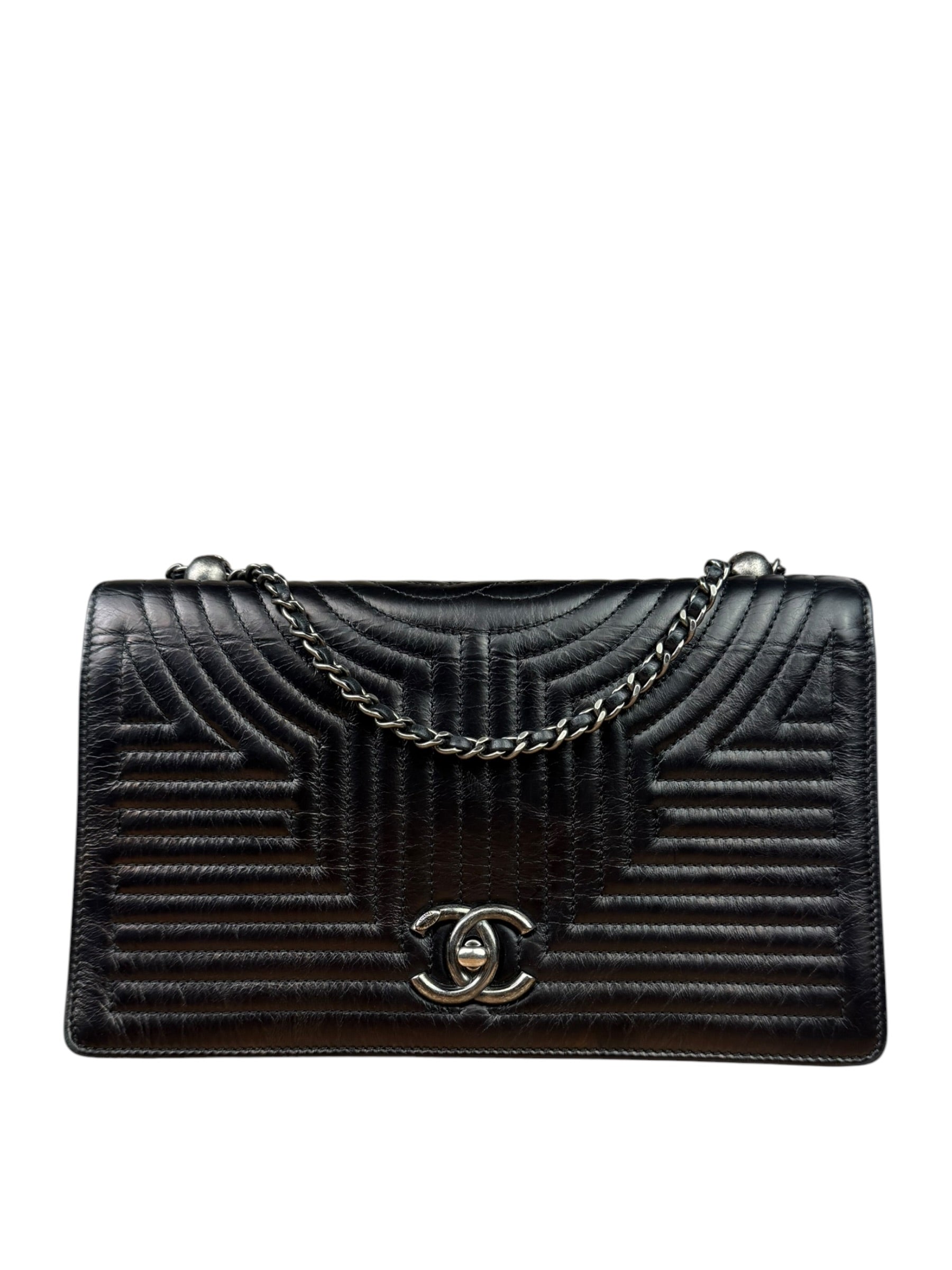 Chanel Black Leather Paris-Seoul Korean Garden Flap Bag 2015
