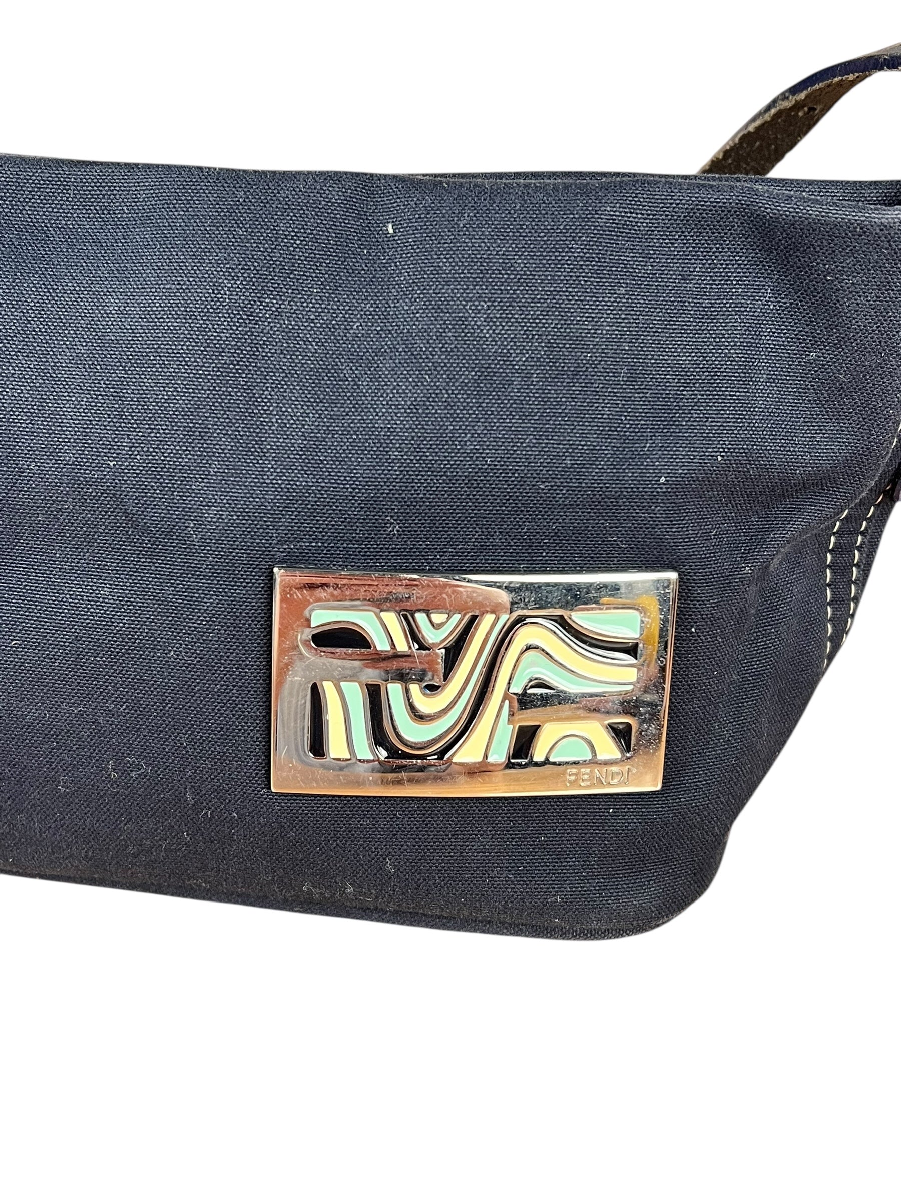 Fendi Vintage Navy Wave Buckle Pochette