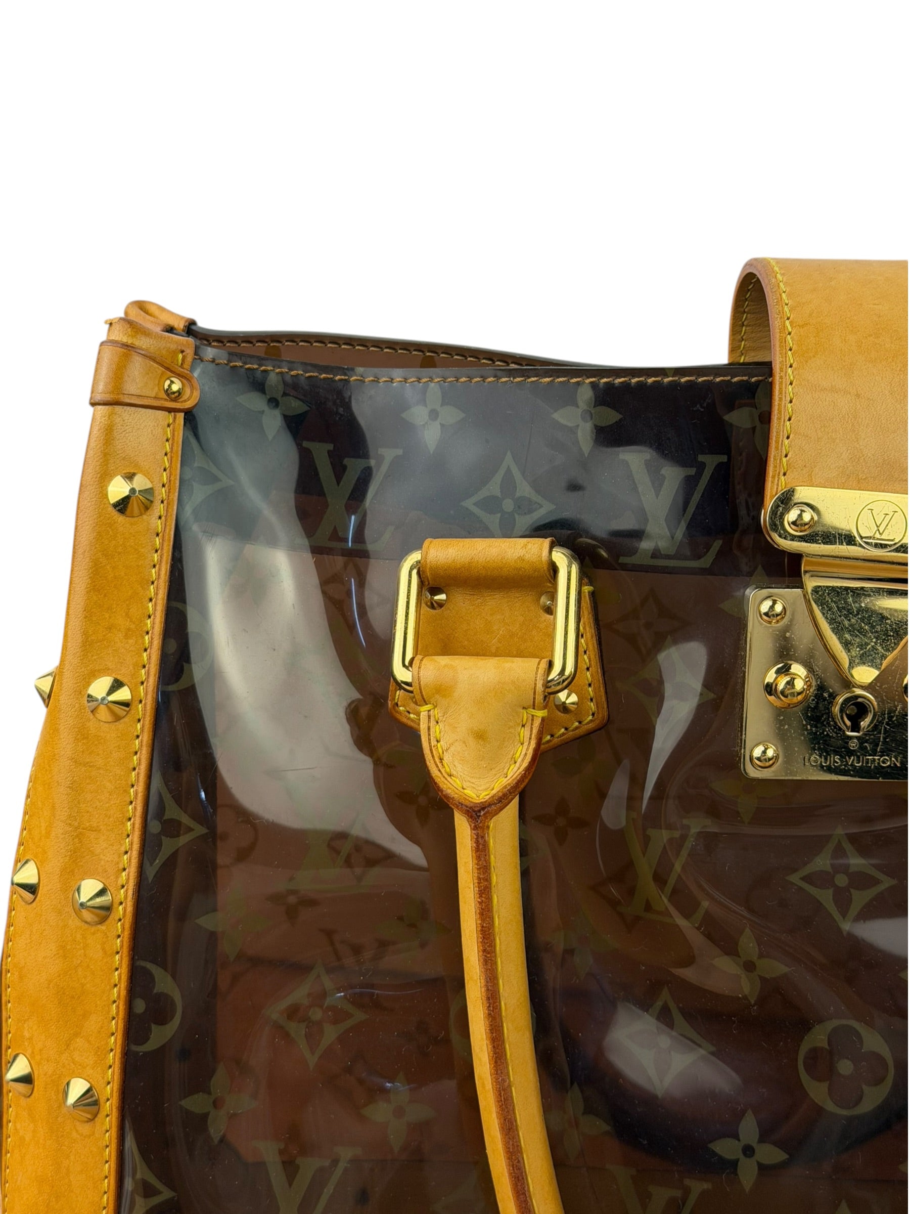 Louis Vuitton Vintage Brown Leather/PVC Monogram Ambre Tote
