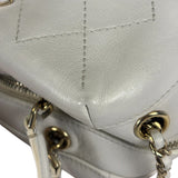Chanel White Quilted Leather Vanity Small Bowling Two-Way Bag 2019