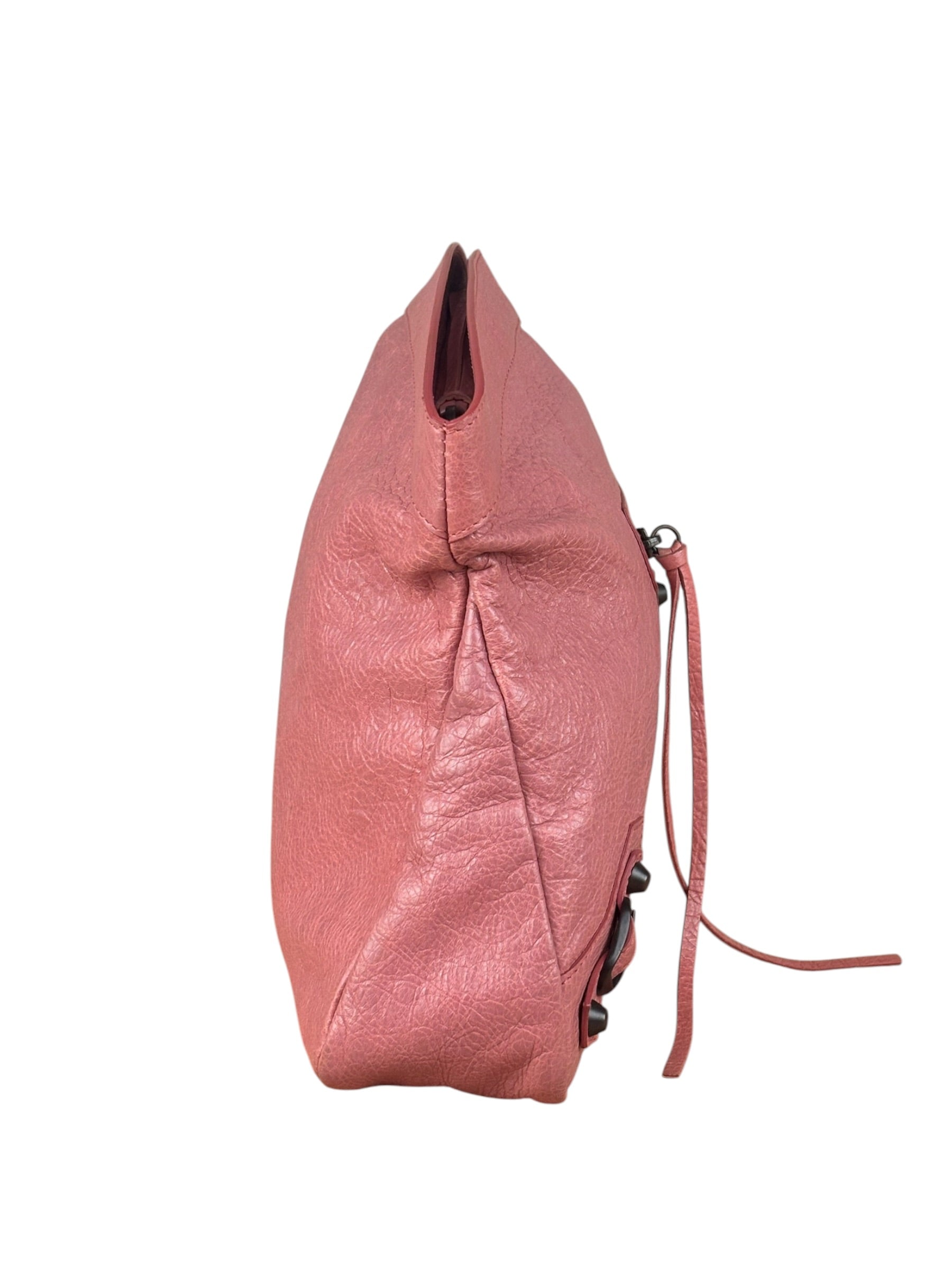 Balenciaga Rose Burbon Leather Large Premier Clutch Bag