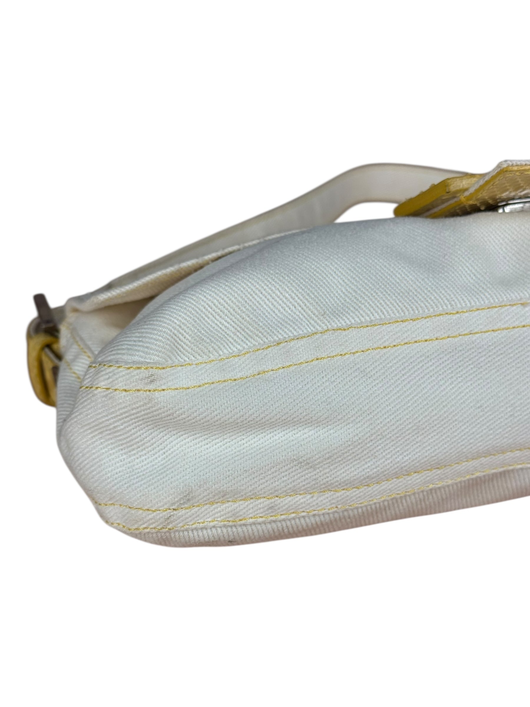 Fendi Vintage Denim x Snakeskin Baguette Yellow