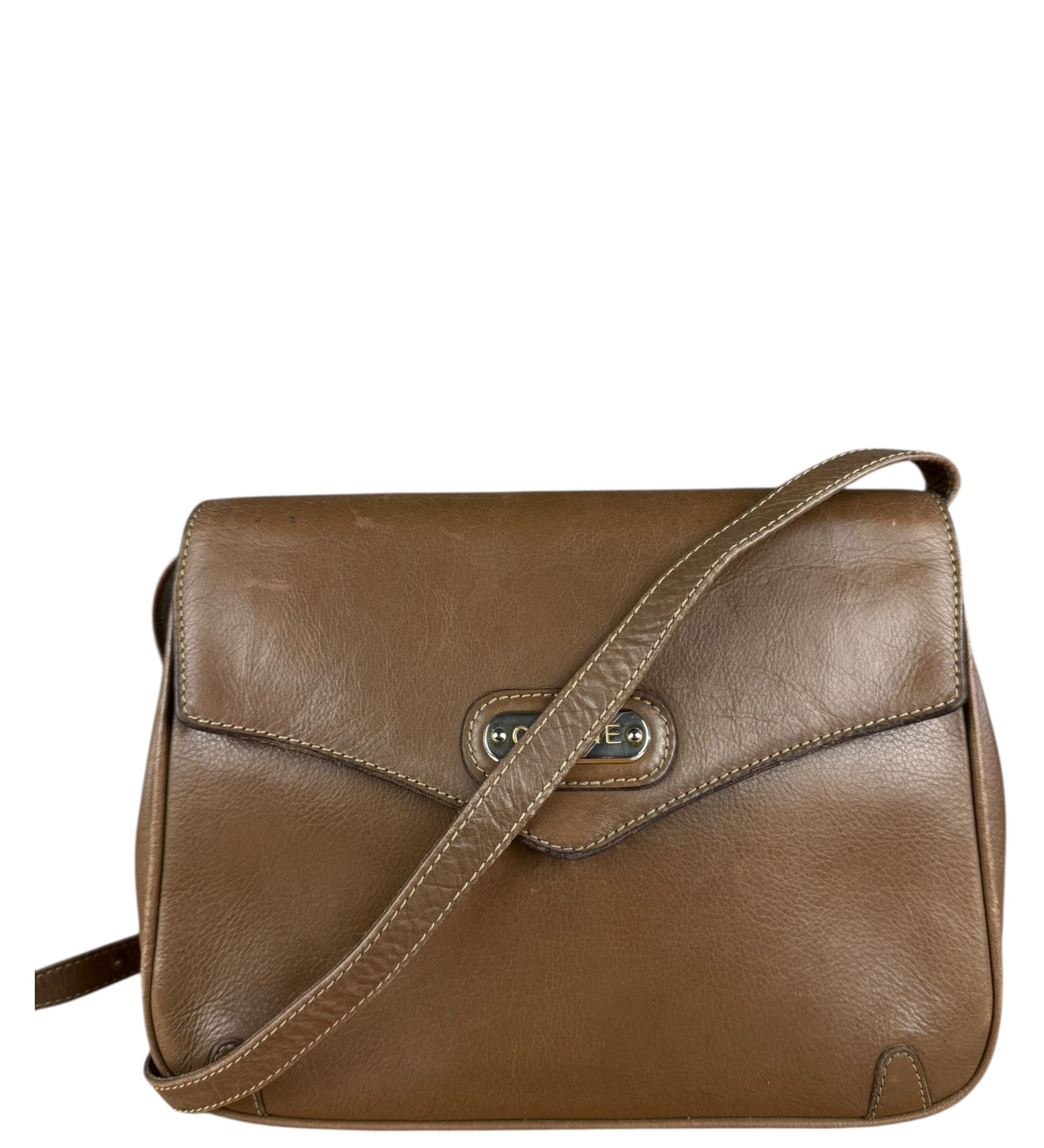 Celine Vintage Brown Leather Crossbody