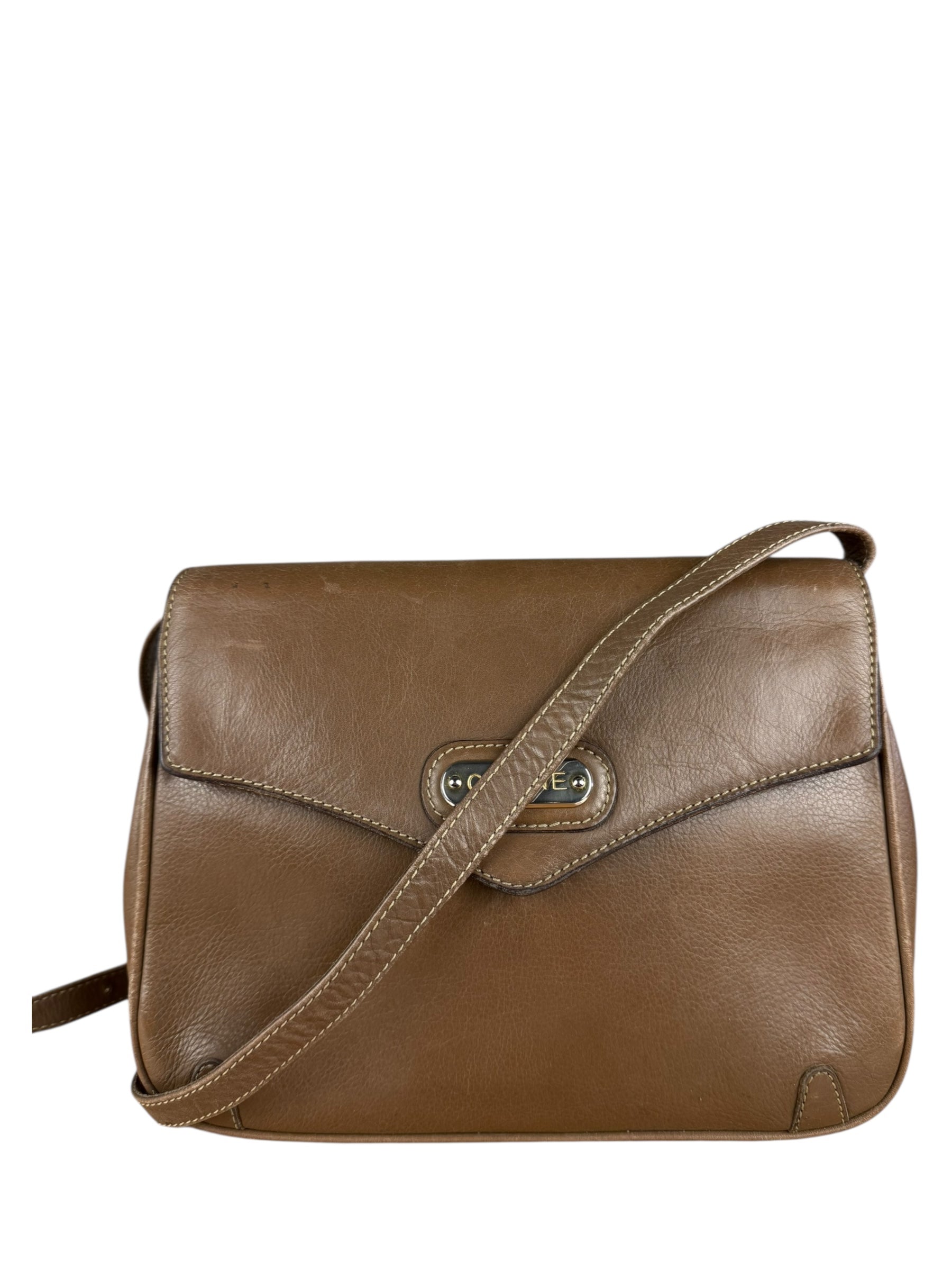 Celine Vintage Brown Leather Crossbody