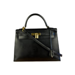 Hermes Kelly 32 Black Box Leather 1991