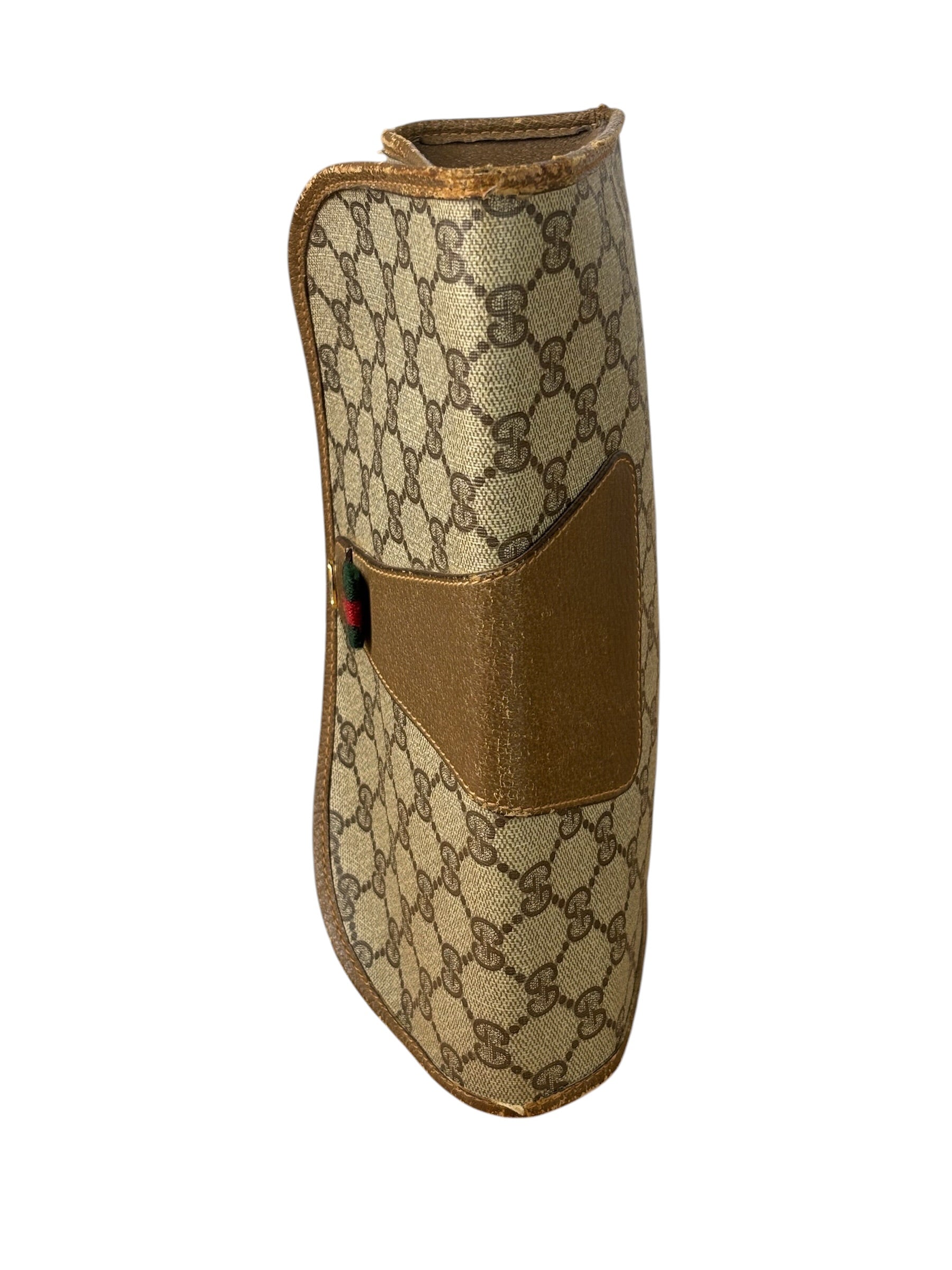 Gucci Brown Leather Trim GG Accessory Collection Clutch