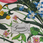 Gucci White Flora Printed Silk Twill Carre Scarf