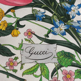 Gucci White Flora Printed Silk Twill Carre Scarf