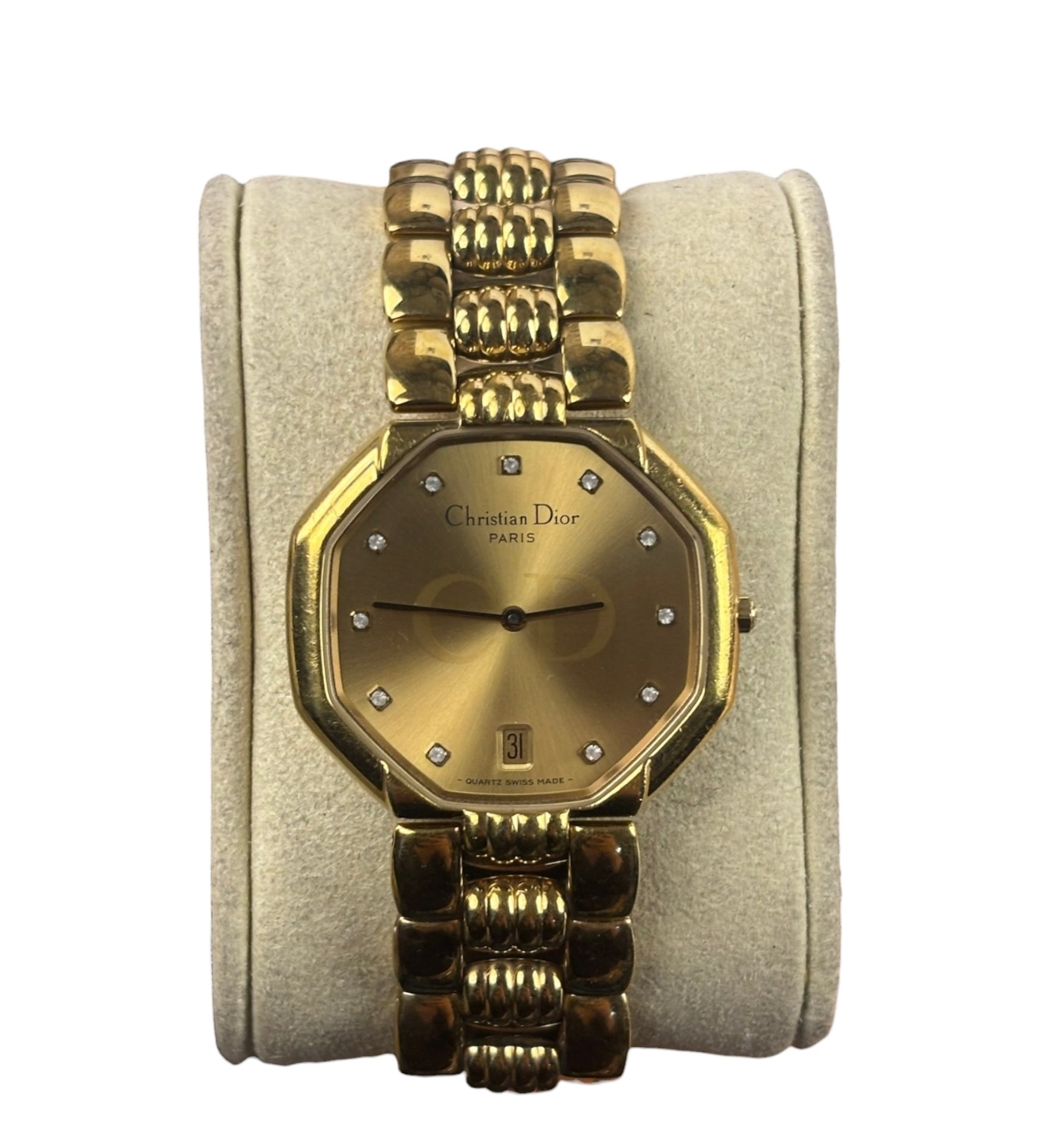 Christian Dior Octagon Champagne Dial Gold Plated
