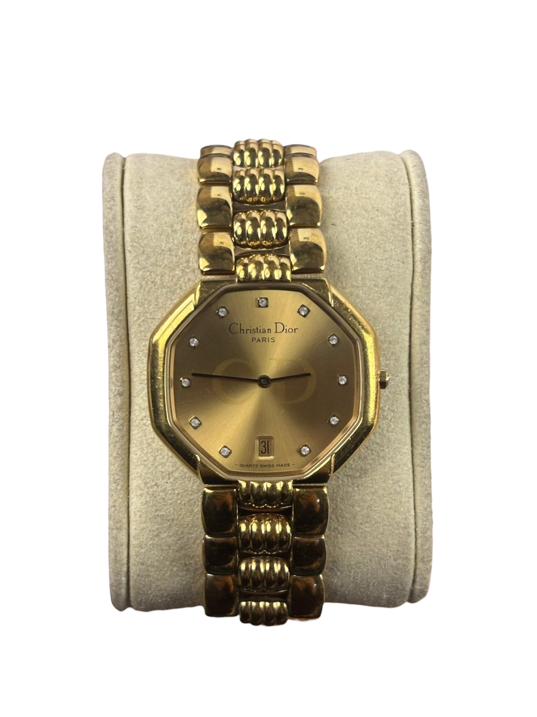 Christian Dior Octagon Champagne Dial Gold Plated
