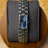 Fendi Navy Blue Rectangular Silver Link Dial