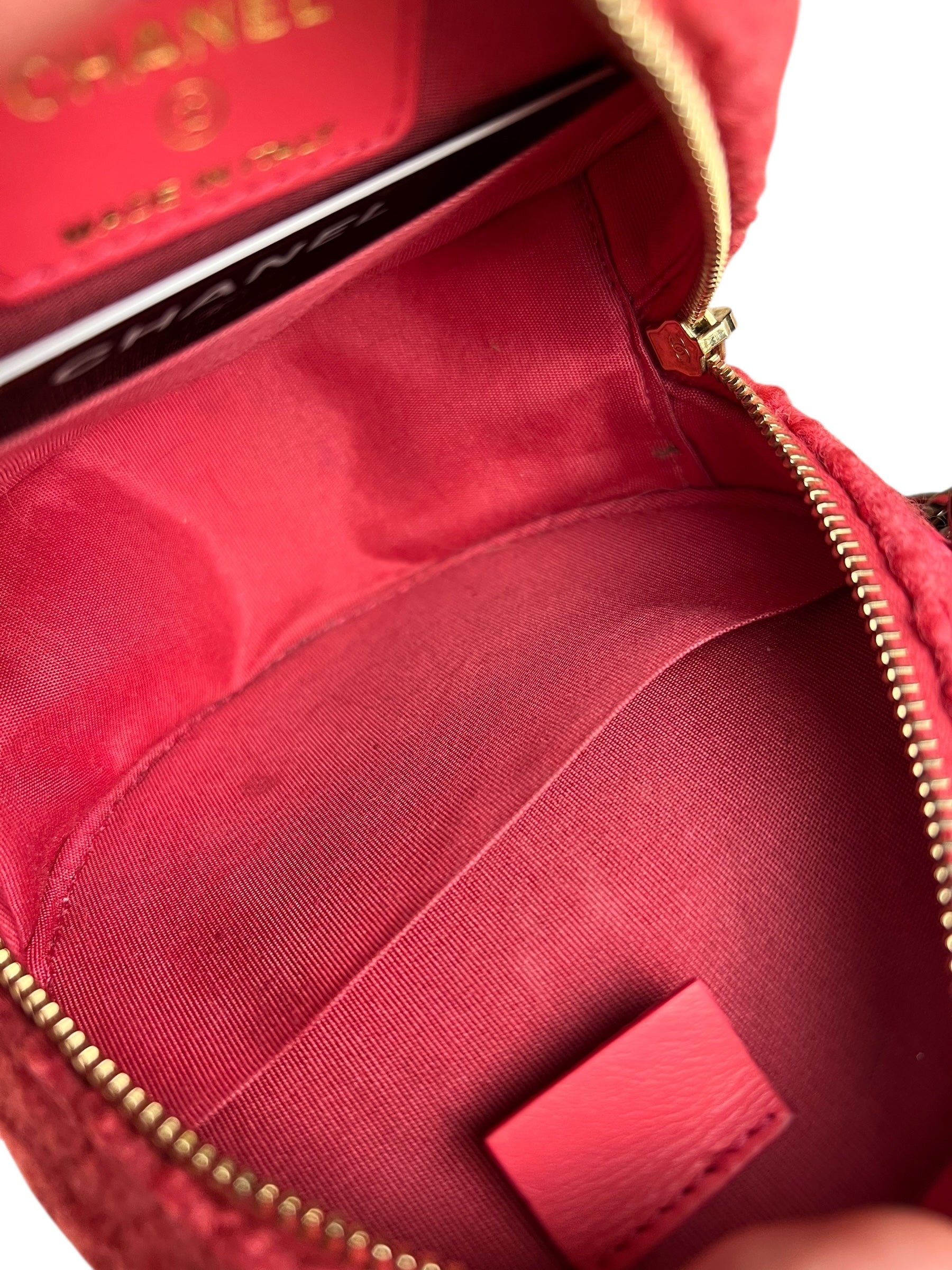 Chanel 19 Round Pink Tweed Chain Shoulder Bag