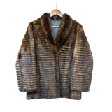 Vintage Dark Brown Stripped Mink Fur Coat