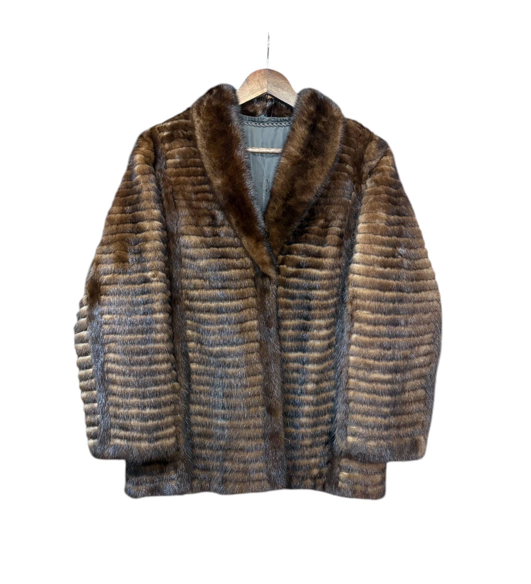 Vintage Dark Brown Stripped Mink Fur Coat