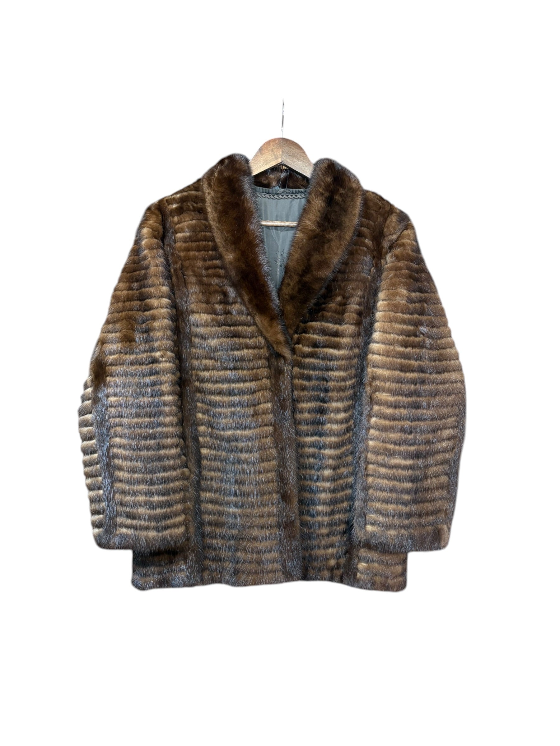Vintage Dark Brown Stripped Mink Fur Coat