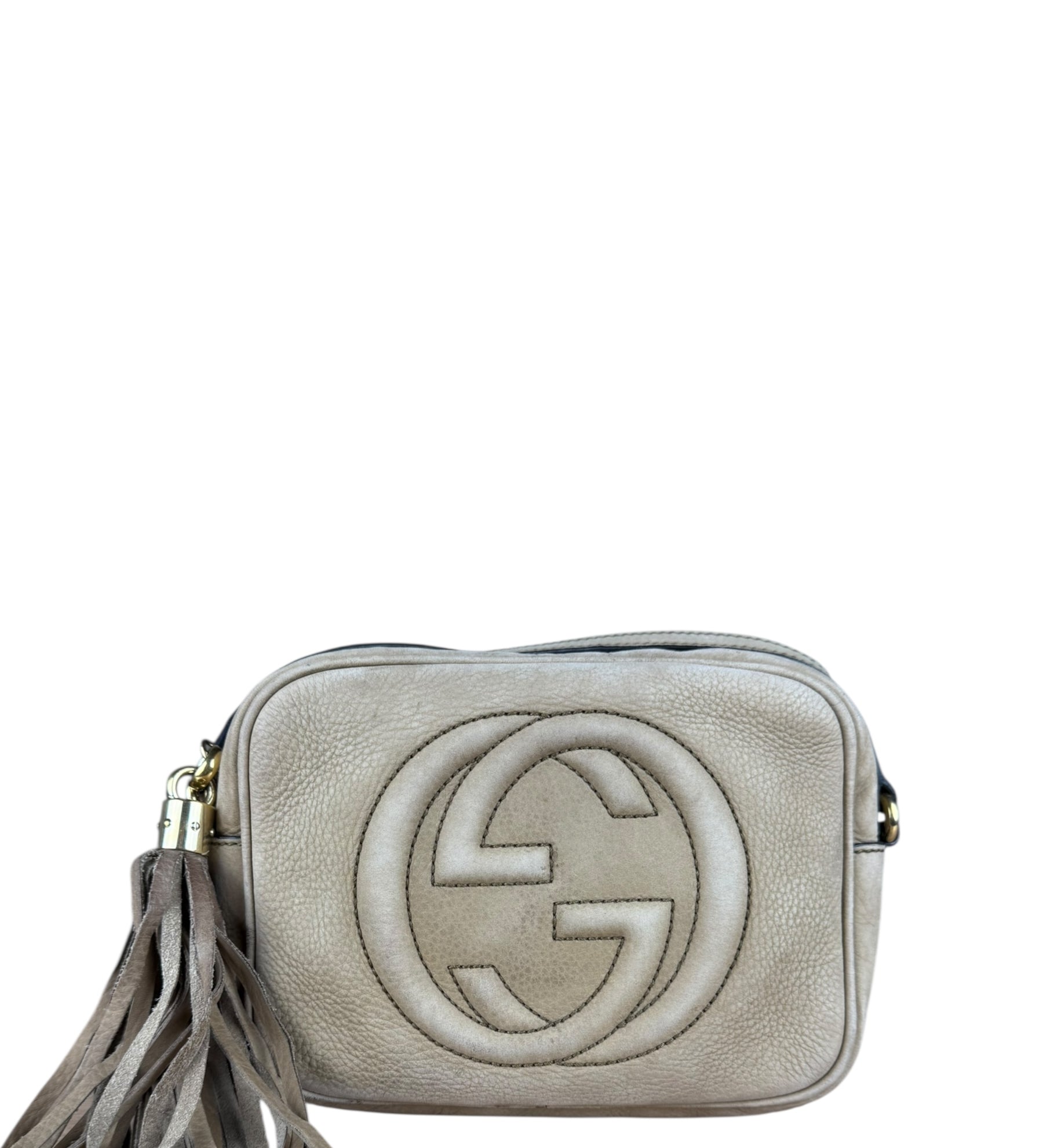 Gucci Brown Suede Soho Disco Crossbody Beige