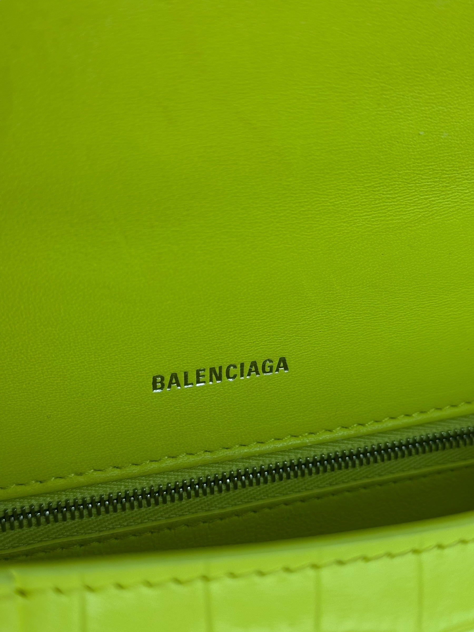 Balenciaga Small Yellow Croc Hourglass 2Way