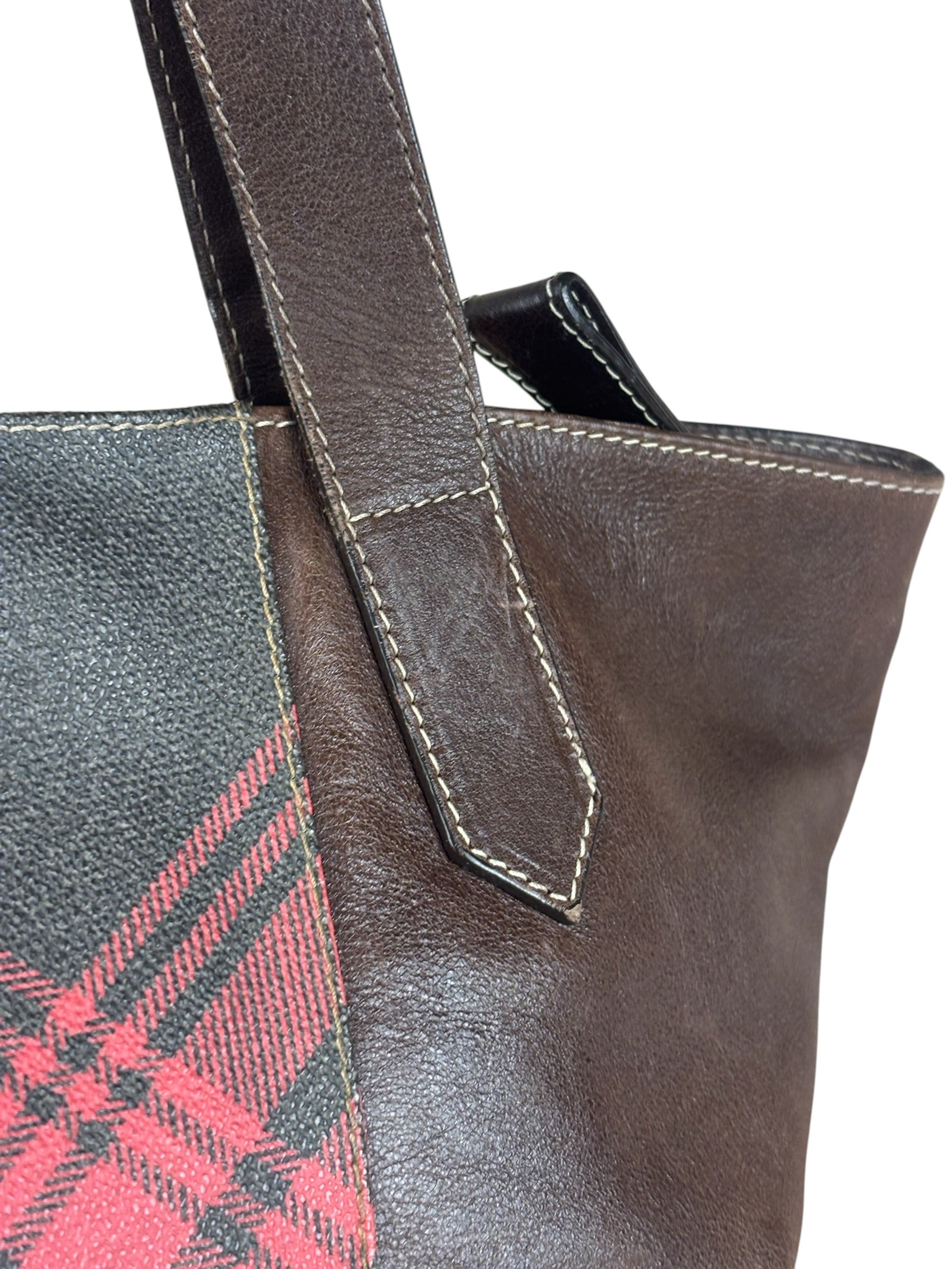 Vivienne Westwood Brown Leather Tartan Shoulder/Tote Bag