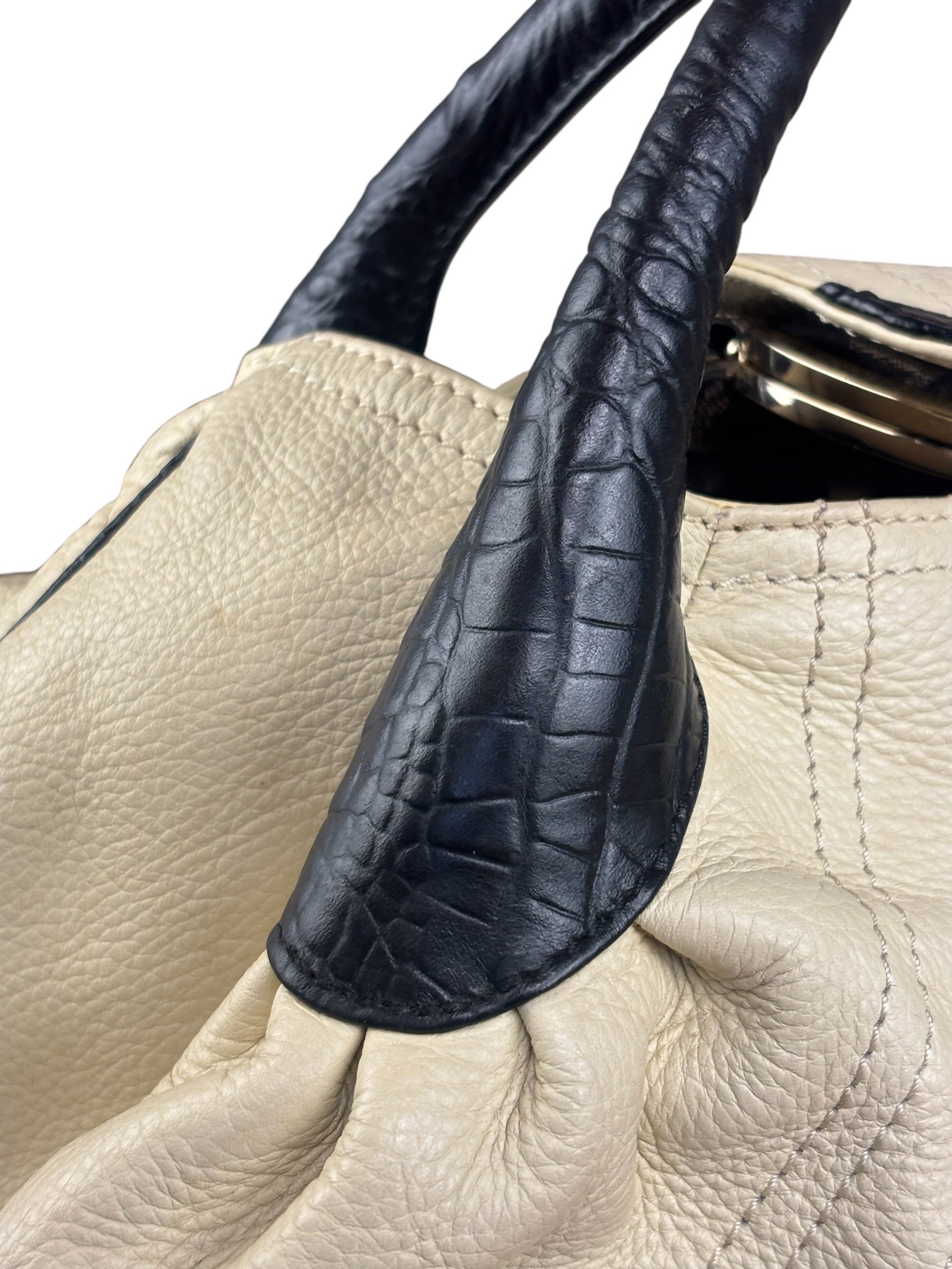 Fendi Off-White Grained Leather Spy Shoulder Bag