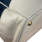 Prada Denim White Leather Trim Saffiano Handbag