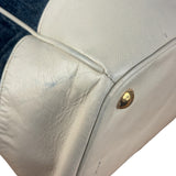 Prada Denim White Leather Trim Saffiano Handbag