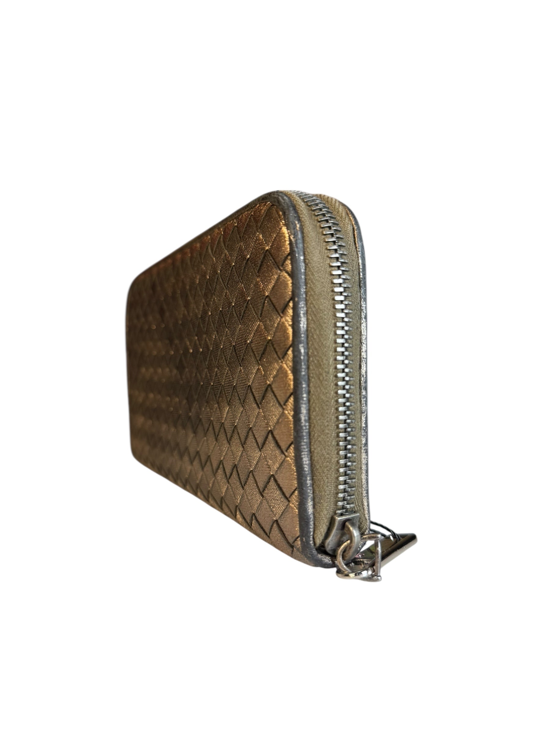 Bottega Veneta Zipper Gold Long Wallet