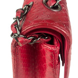 Chanel Classic Double Flap Python Bag Pink 2014