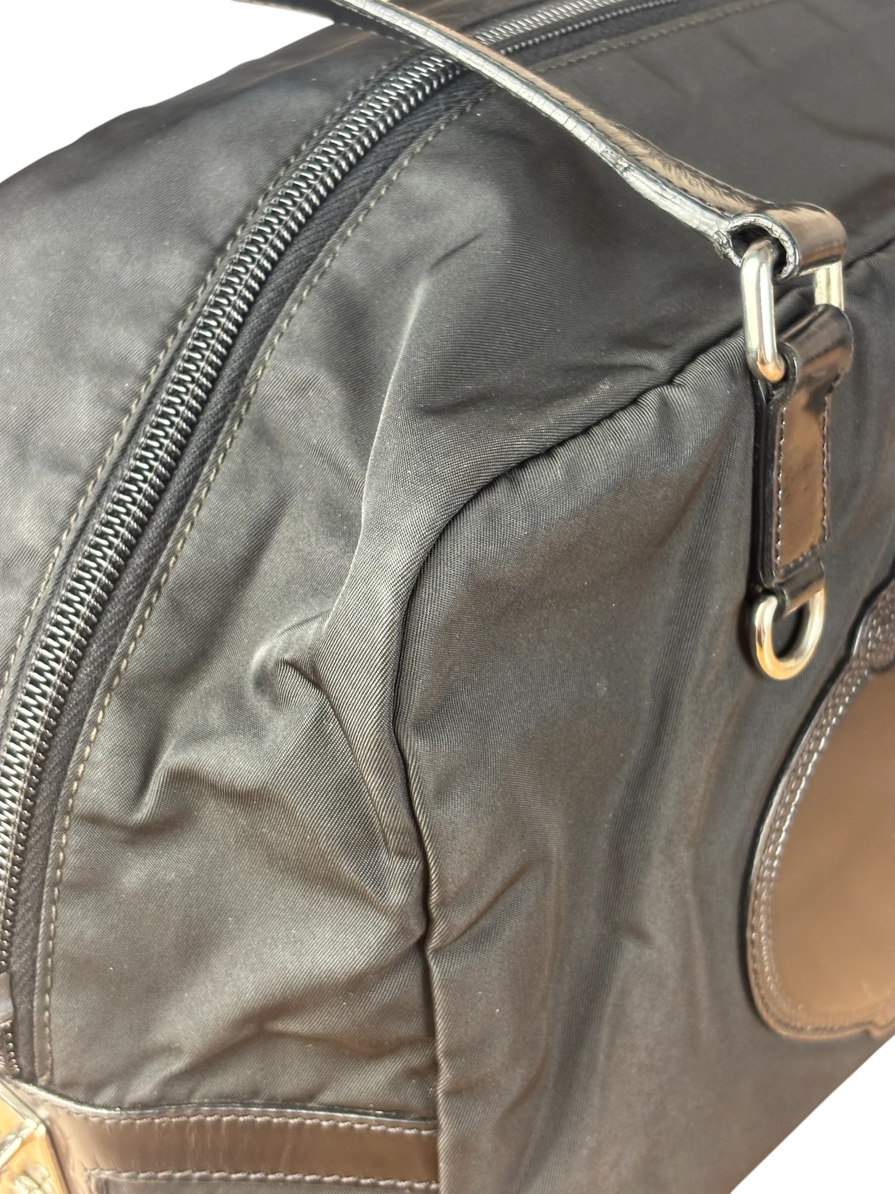 Prada Vintage Black Nylon/Patent Shoulder Bag