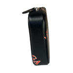 Balenciaga Black Leather Logo Print Phone/Card Holder