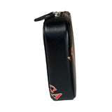 Balenciaga Black Leather Logo Print Phone/Card Holder
