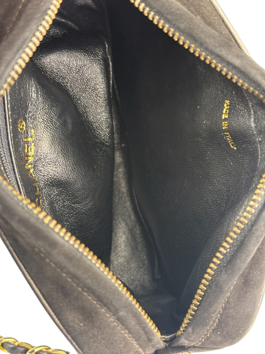Chanel Vintage Black Suede CC Tassel Camera Bag 1989