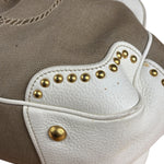 Prada Beige Vitello Trimmed Canapa Bag