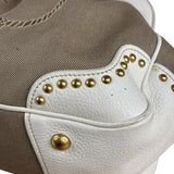 Prada Beige Vitello Trimmed Canapa Bag