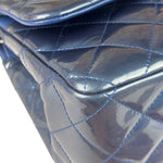 Chanel Perl Glossy Blue Quilted Patent Leather Double Flap Bag 2012