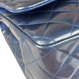 Chanel Perl Glossy Blue Quilted Patent Leather Double Flap Bag 2012
