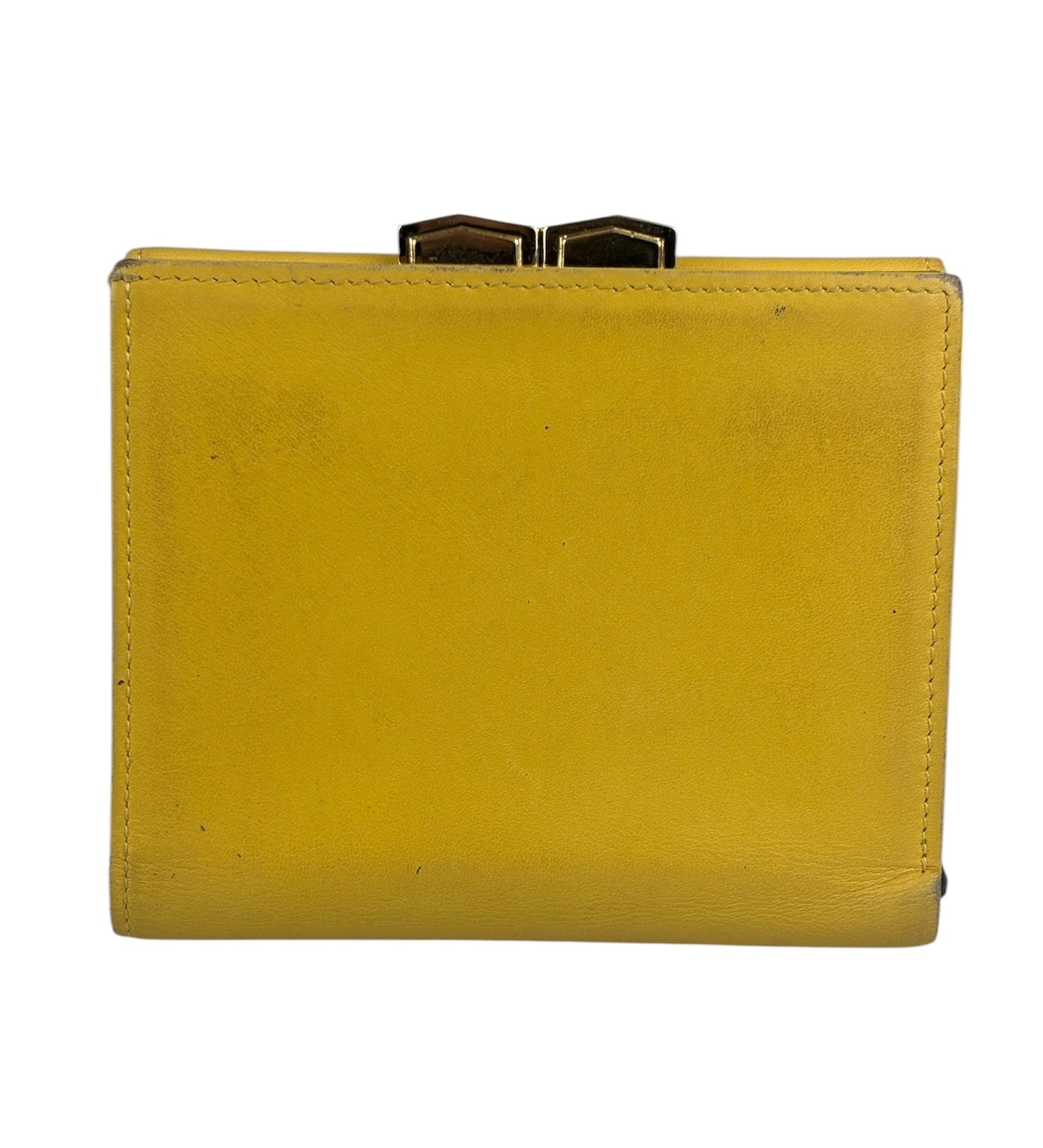 Yves Saint Laurent Yellow Leather Square Compact Wallet