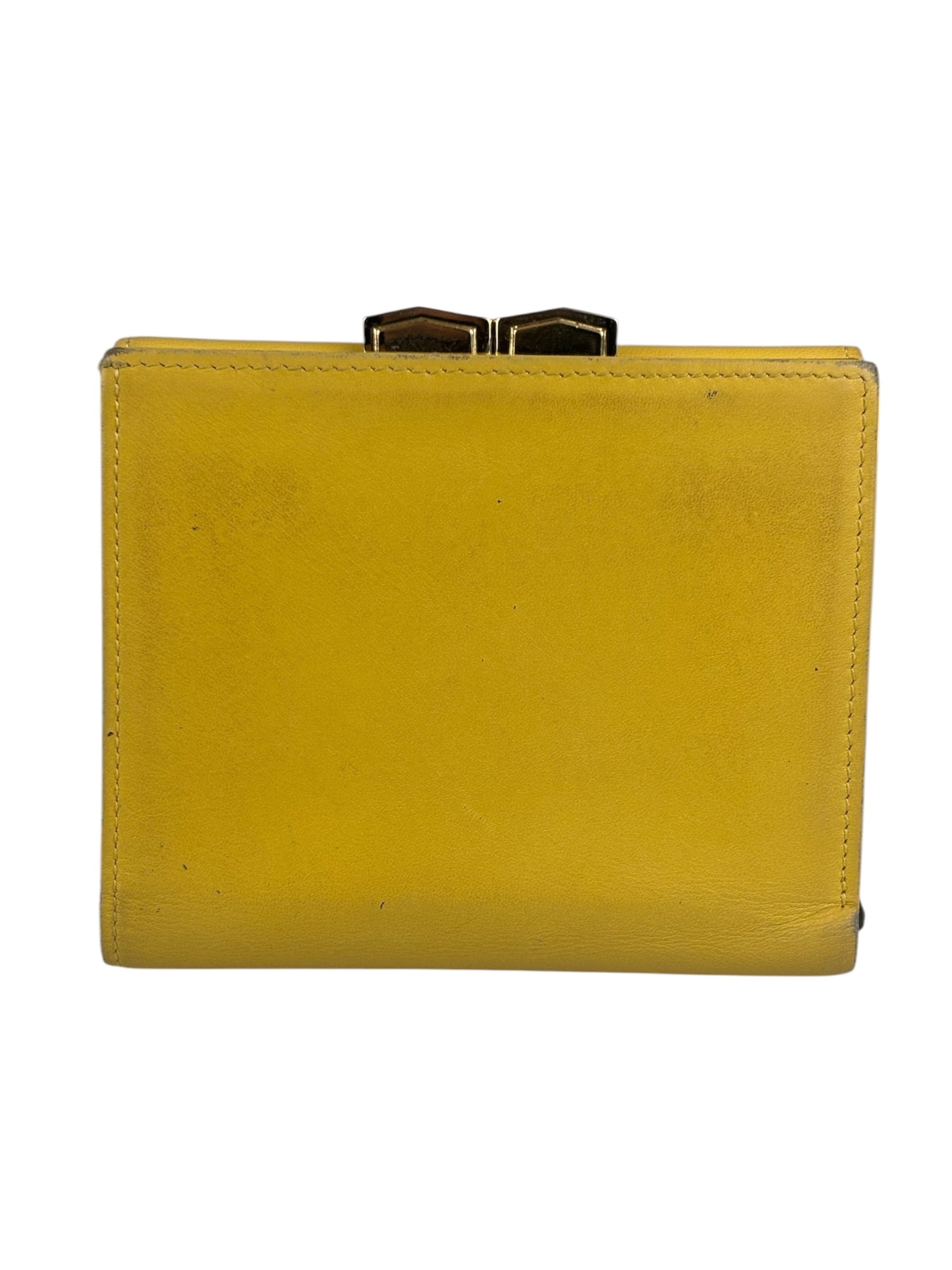 Yves Saint Laurent Yellow Leather Square Compact Wallet
