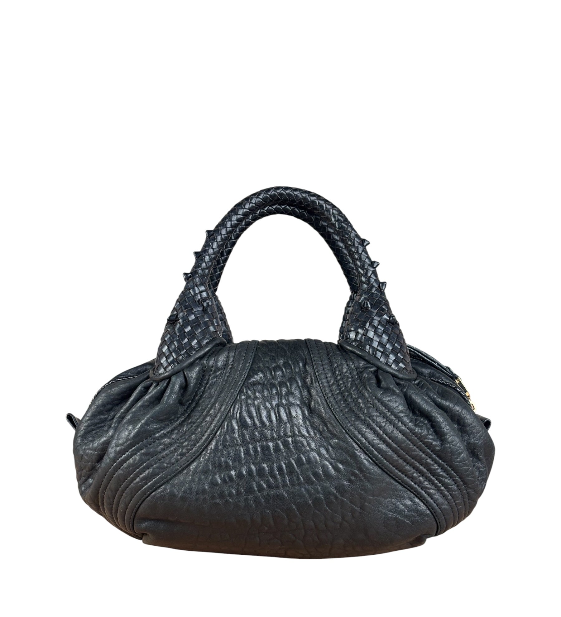 Fendi Vintage Black Leather Spy Hobo Bag